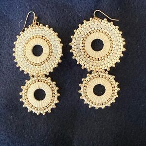 Elegant Cream Beaded Earrings